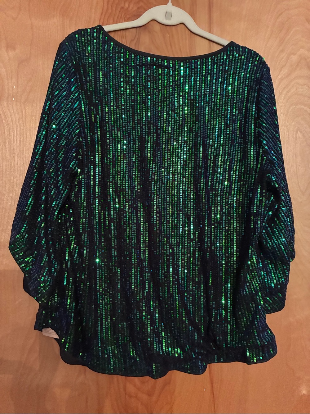 BloomChic Black Top with Green & Blue Sequins - Picture 5 of 5